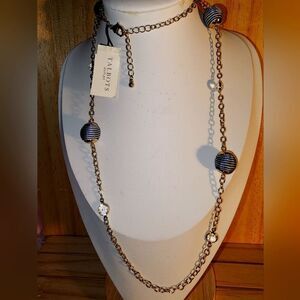 Talbots Gold and Blue Beaded Necklace NWT